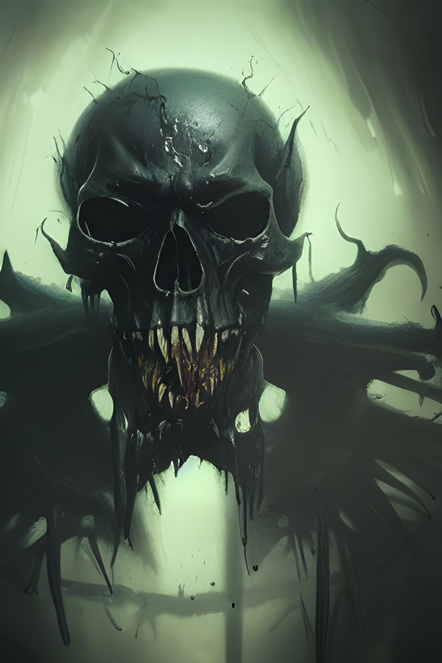 Sinister Angry Skull Demon in Realistic Style