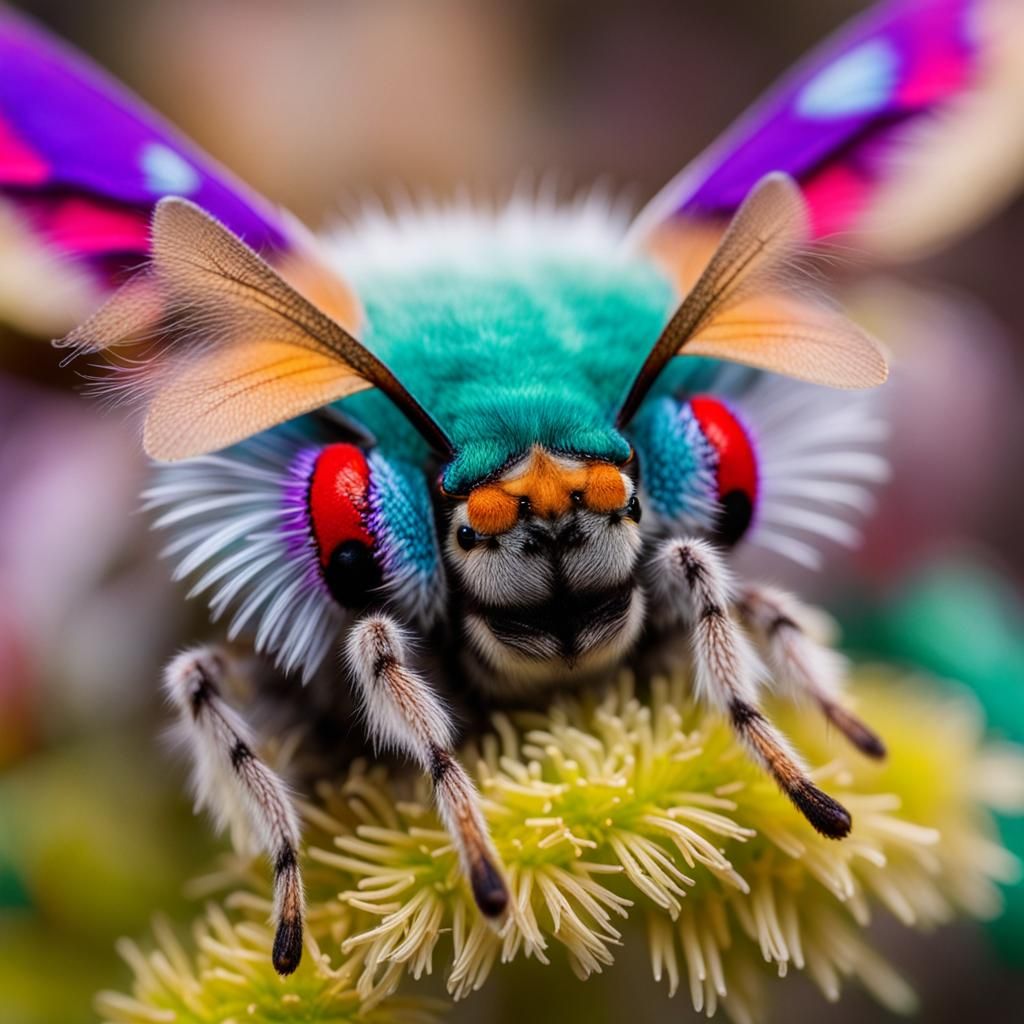 Macro Photo of a Colorful Fuzzy Moth