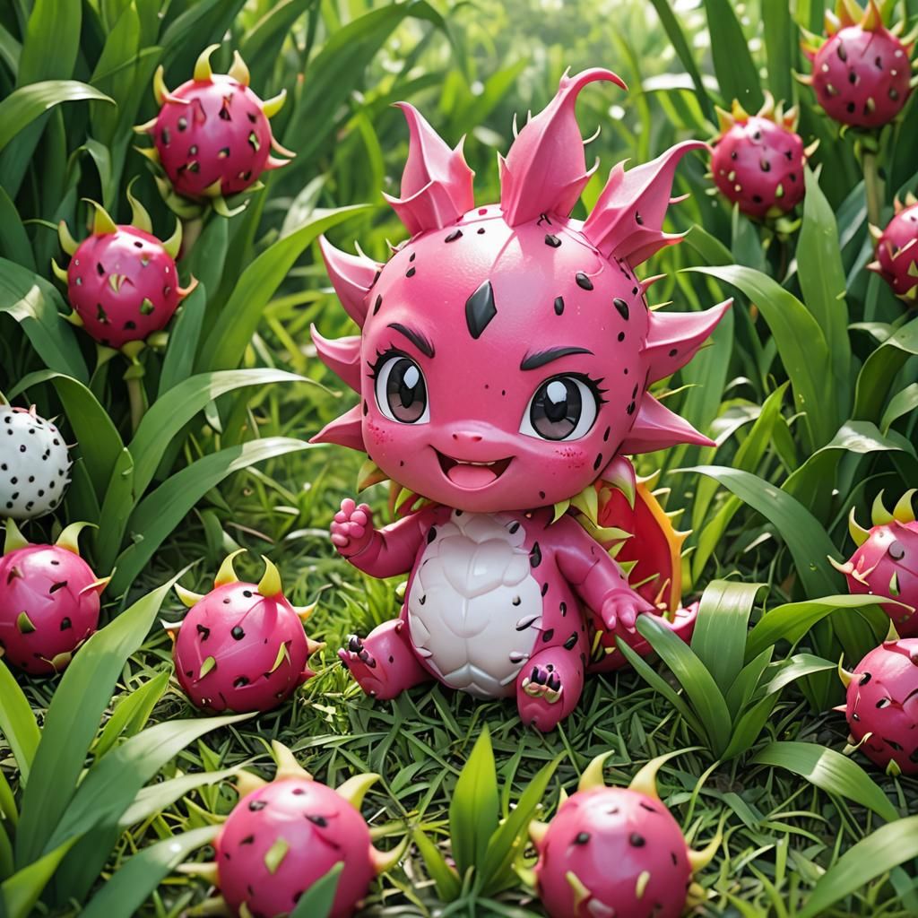 Chibi cute dragon fruit