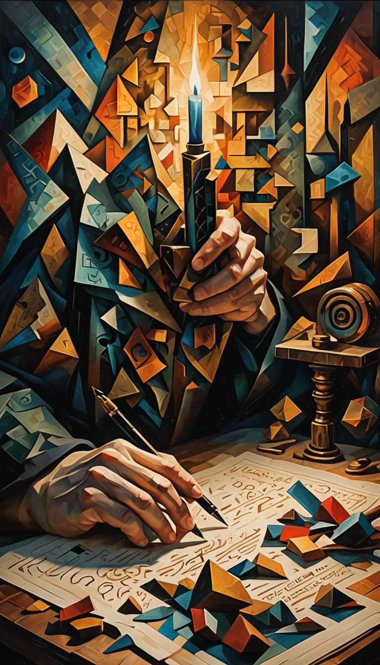 Cubist Hand Writes Calligraphy of Fate