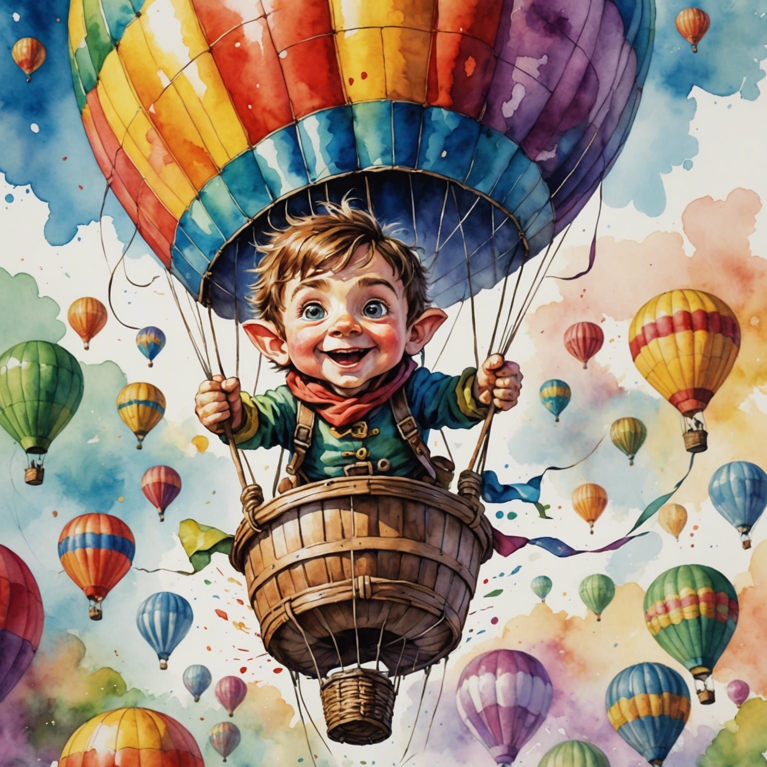 Halfling's Watercolor Hot Air Balloon Adventure