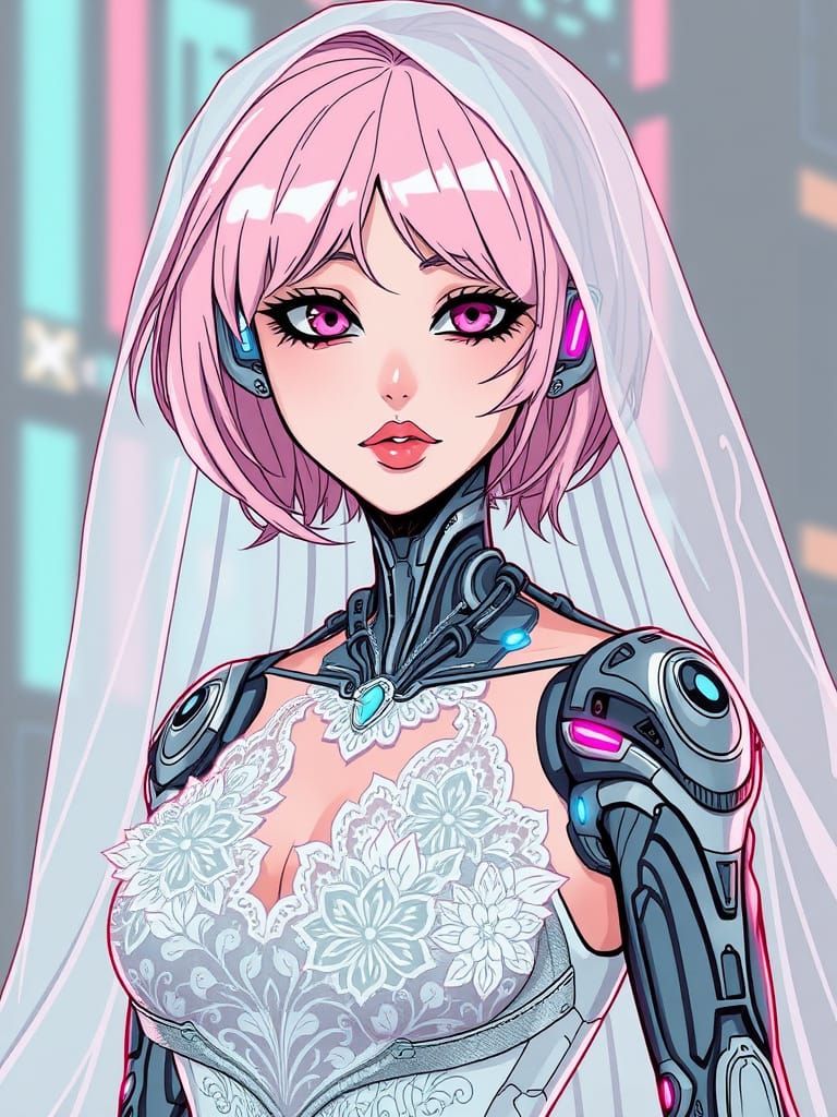 Cybernetic Bride in High-Tech Lace, Ghost In The Shell Style