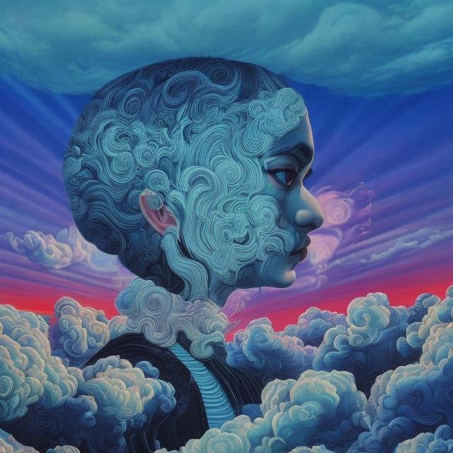 Trippy Victorian Village Optical Illusion in Digital Art