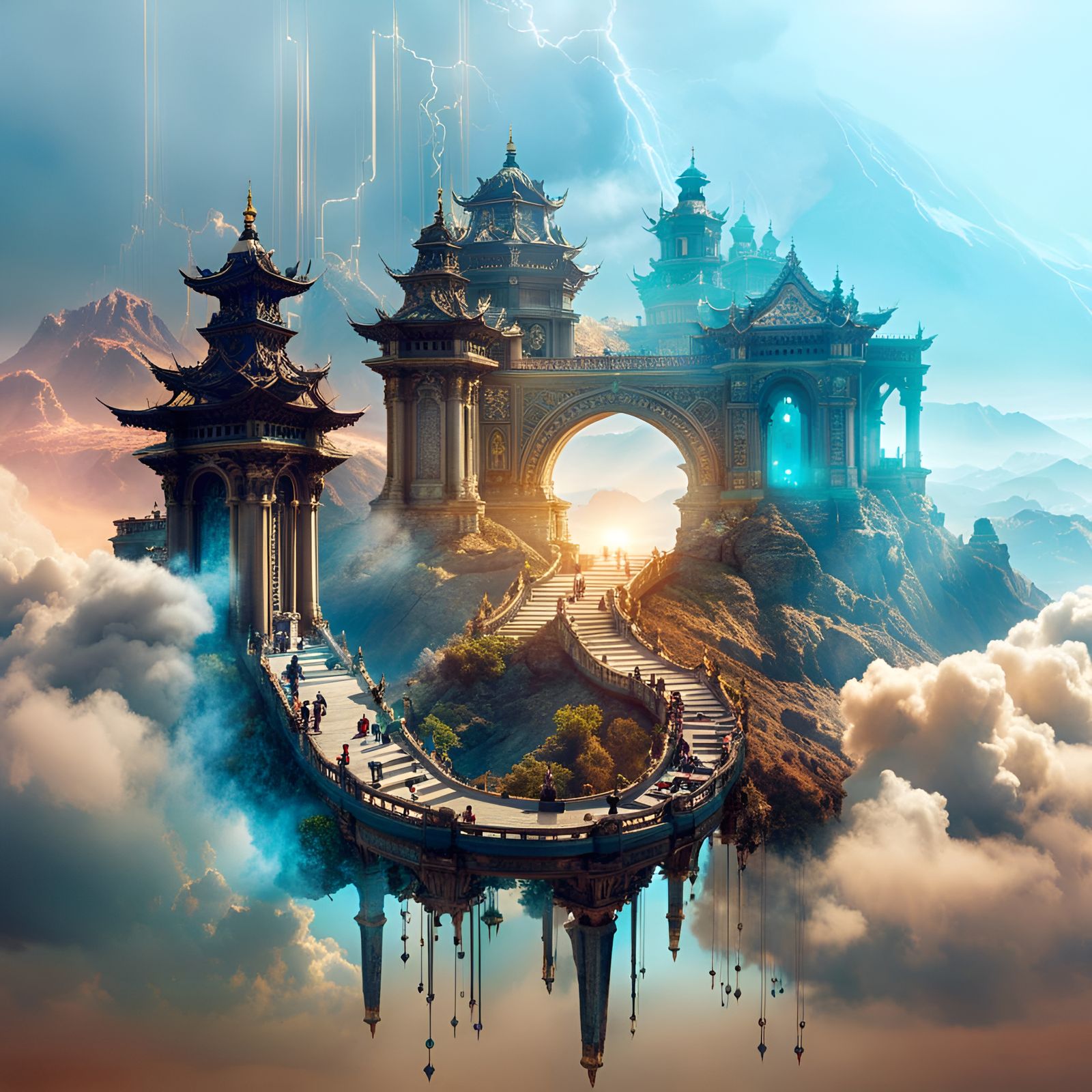 Stardust Cloud Bridge in Dramatic Digital Art Style