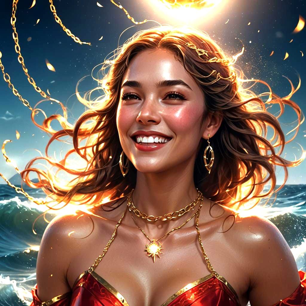 Sparkling Red Heart with Gold Chain Design