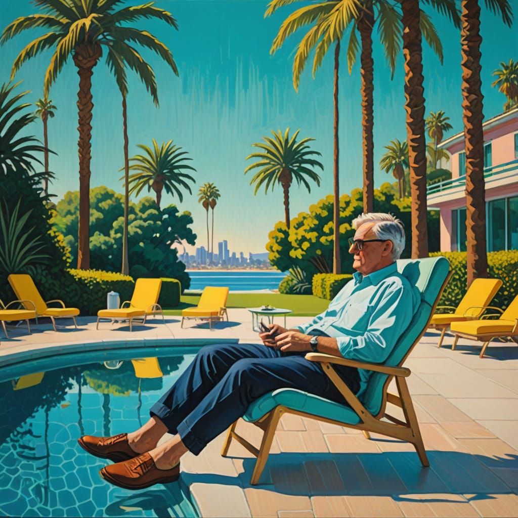 David Hockney's Poolside Reflections in Vibrant Pop Art