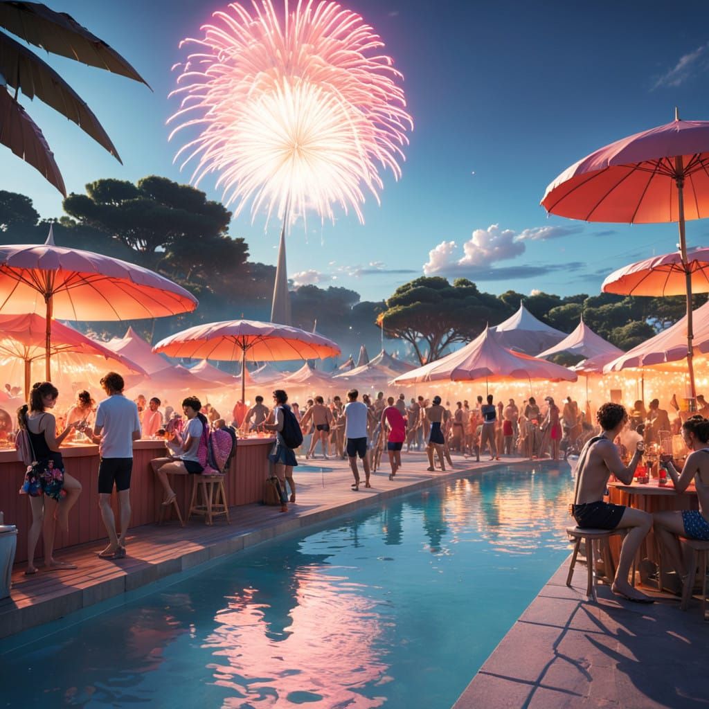 Lively New Year's Eve Scene at Camping Les Lauriers Roses