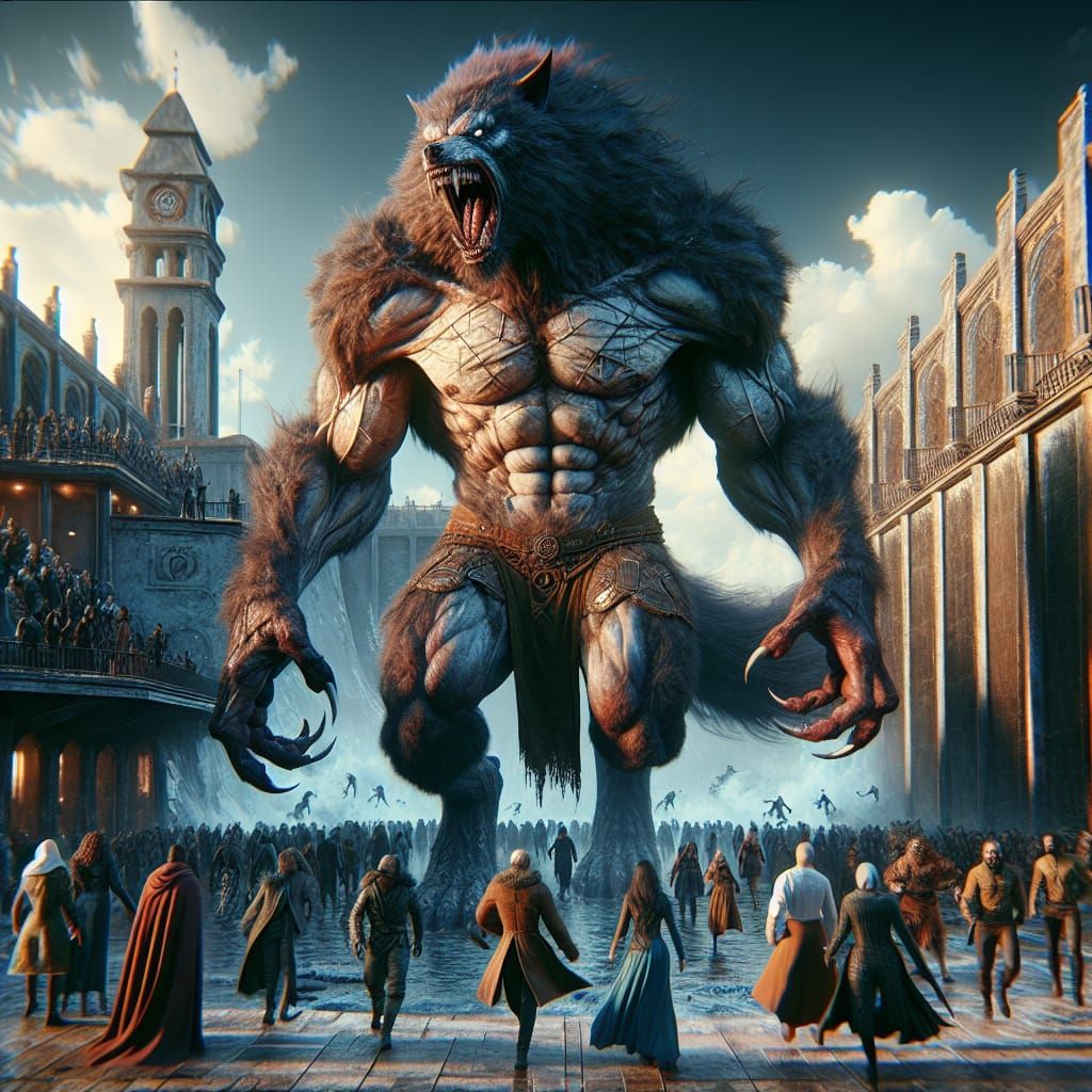 Colossal Armored Werewolf Wreaks Havoc on City