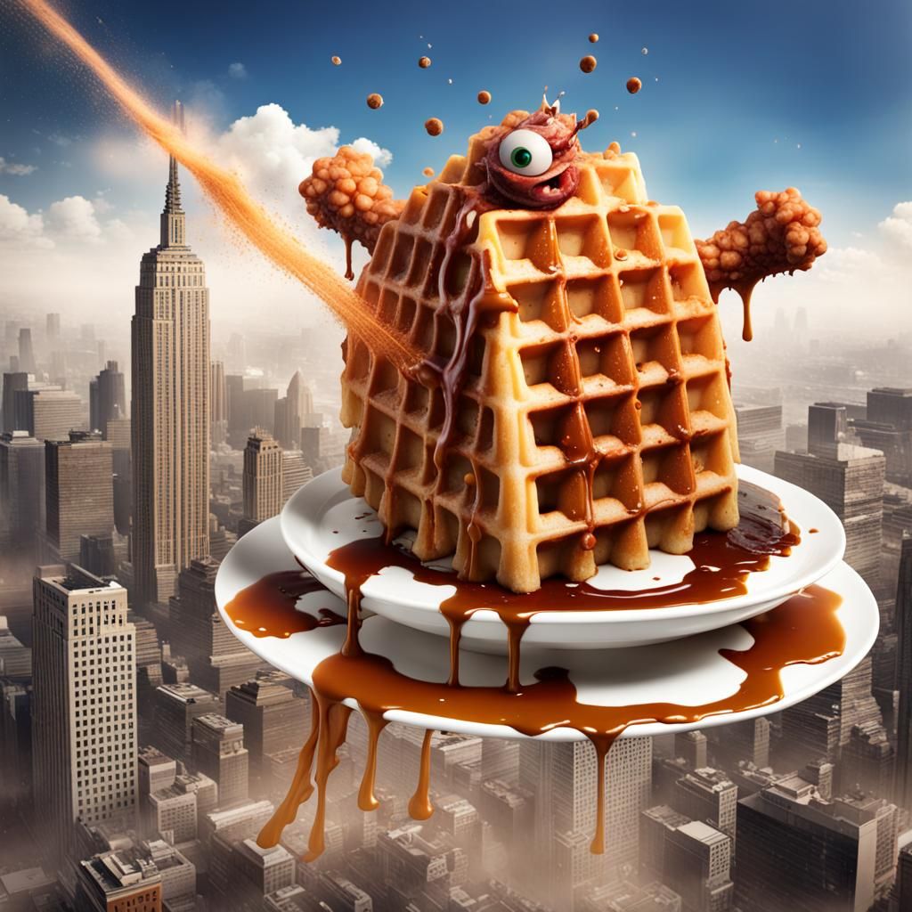 Waffle Monster Destroys City with Syrup Lasers