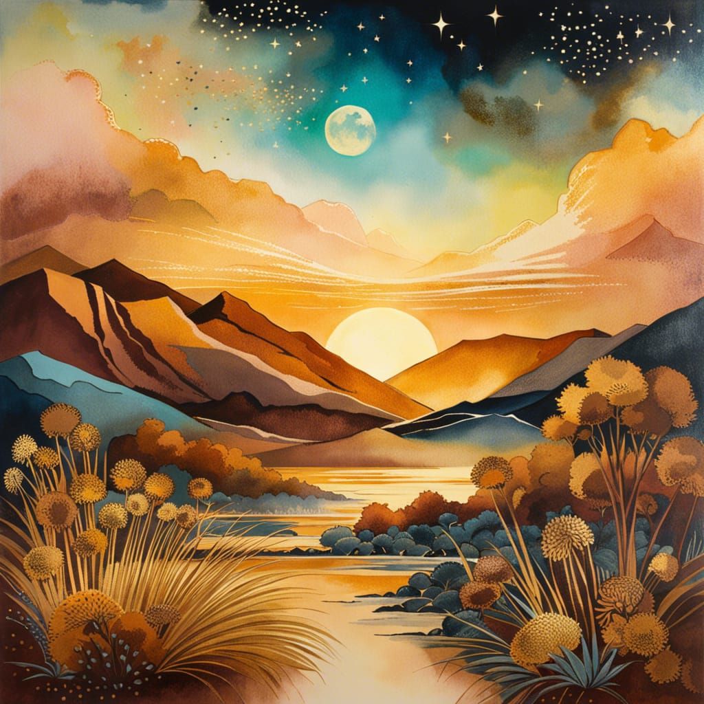 Tsunami Hits Ponderosa Ranch House in Watercolor