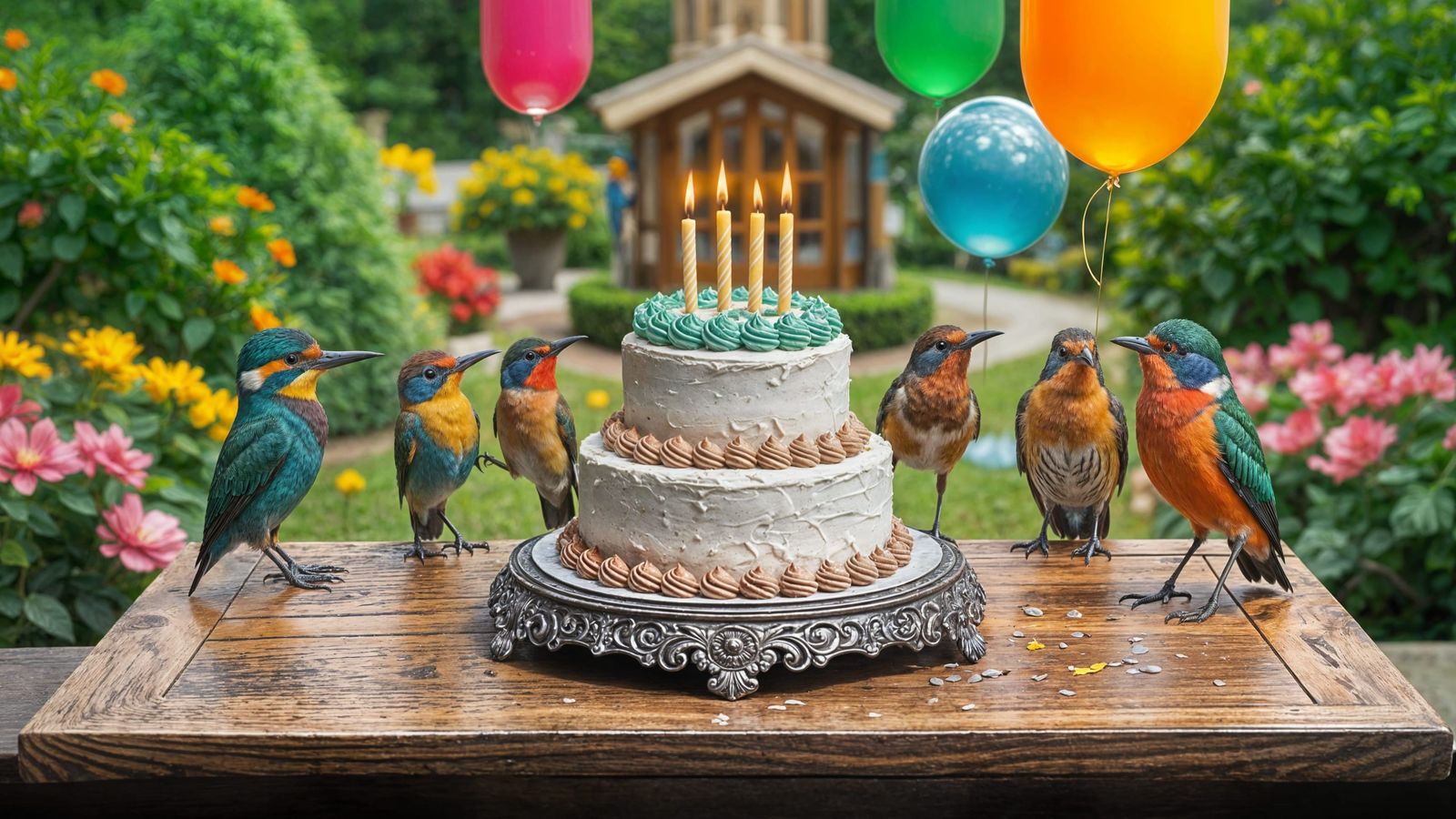 Colorful Birds Celebrate a Birthday in Butchart Gardens