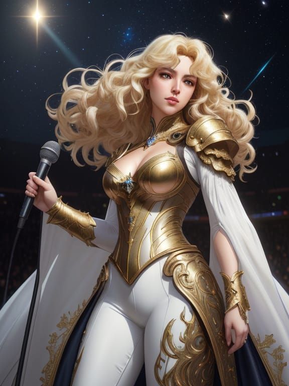 Heroine of Light Singing on Stage, Digital Art