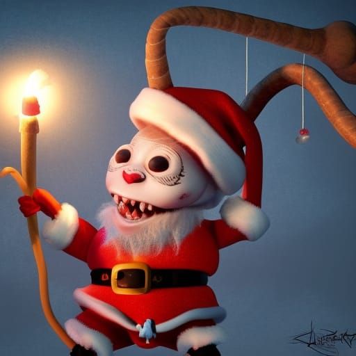 Baby Krampus Reprimanded by Santa, Burton Style