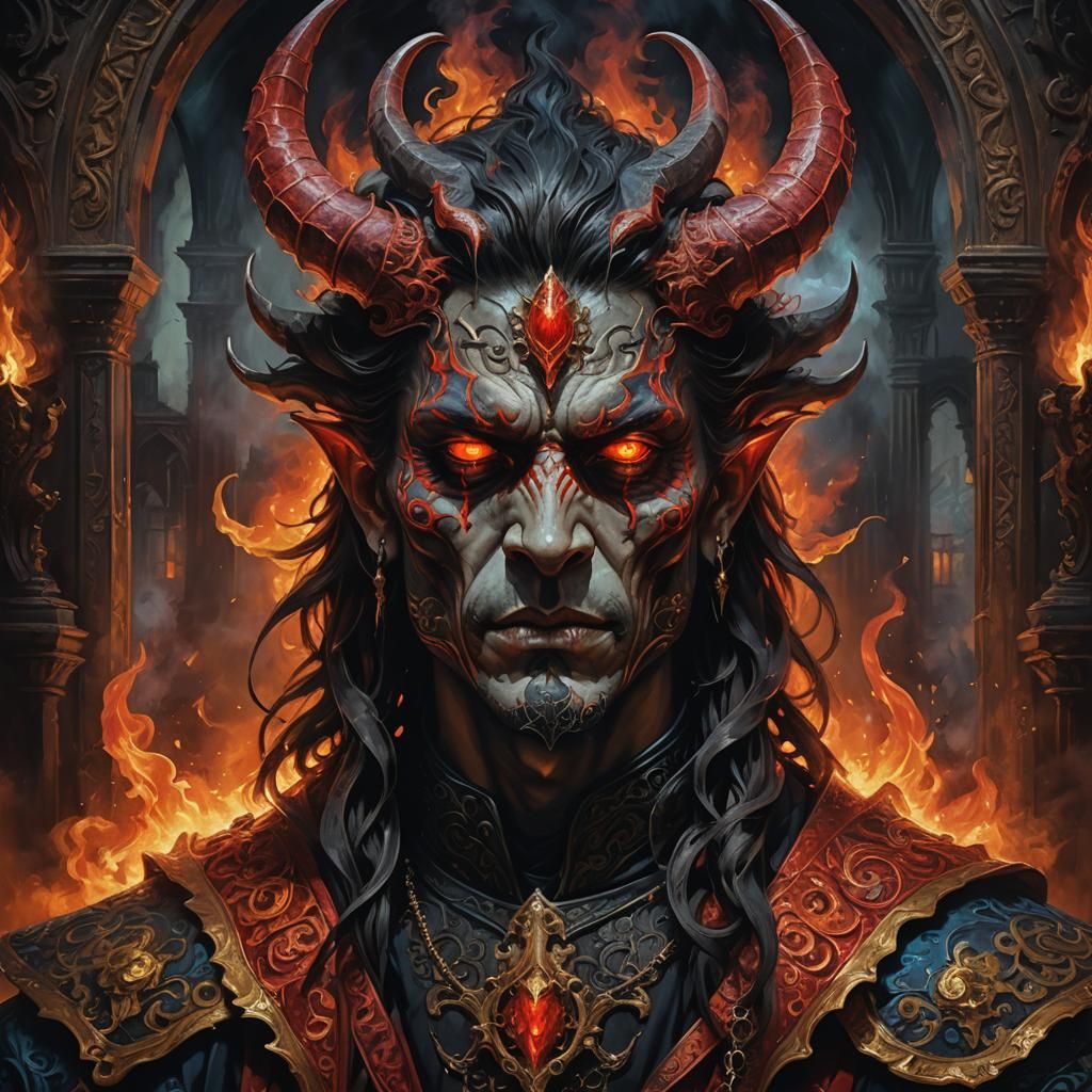 Demon Prince Portrait in Oil Painting Style