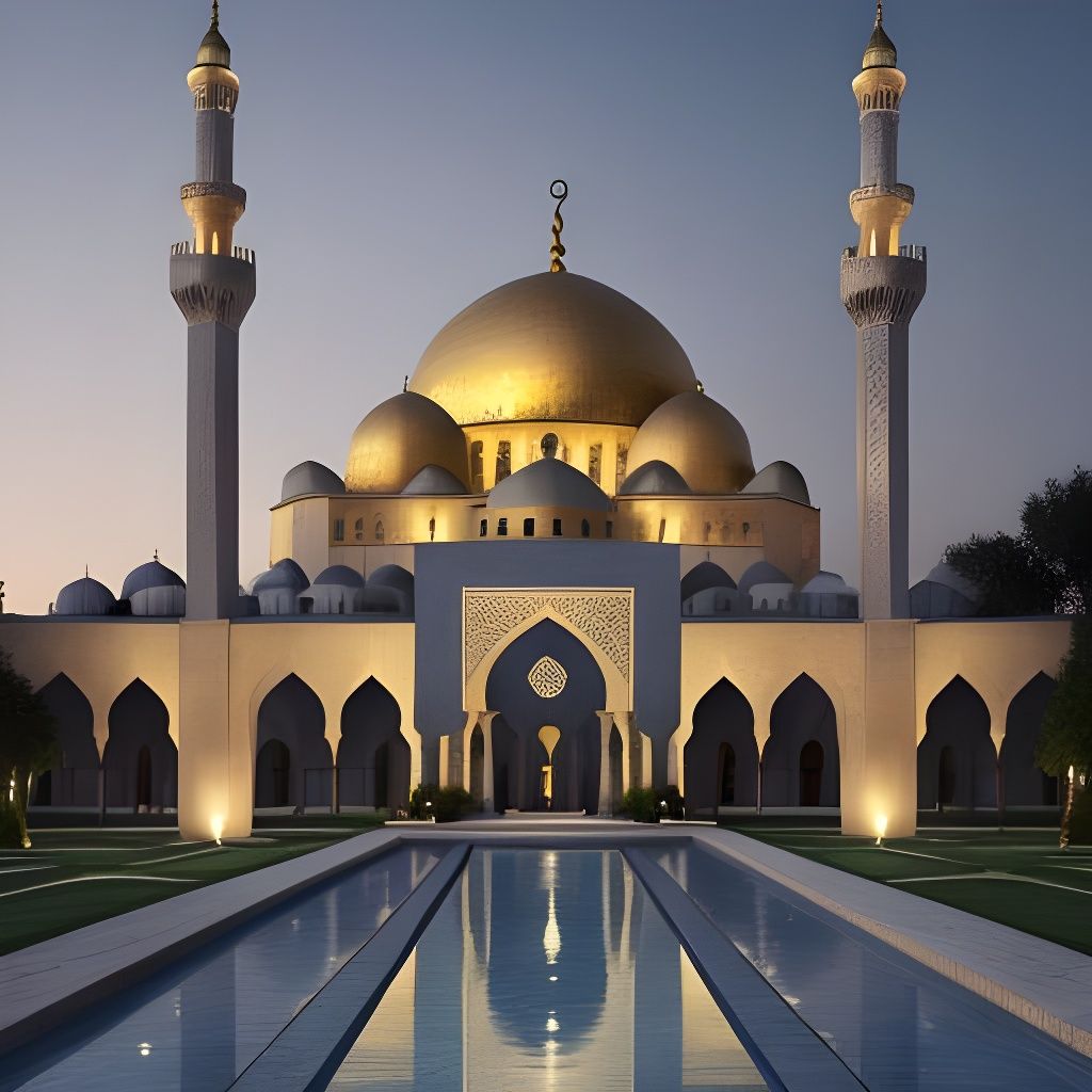 French Mosque at Dusk: A Blend of Architectural Styles