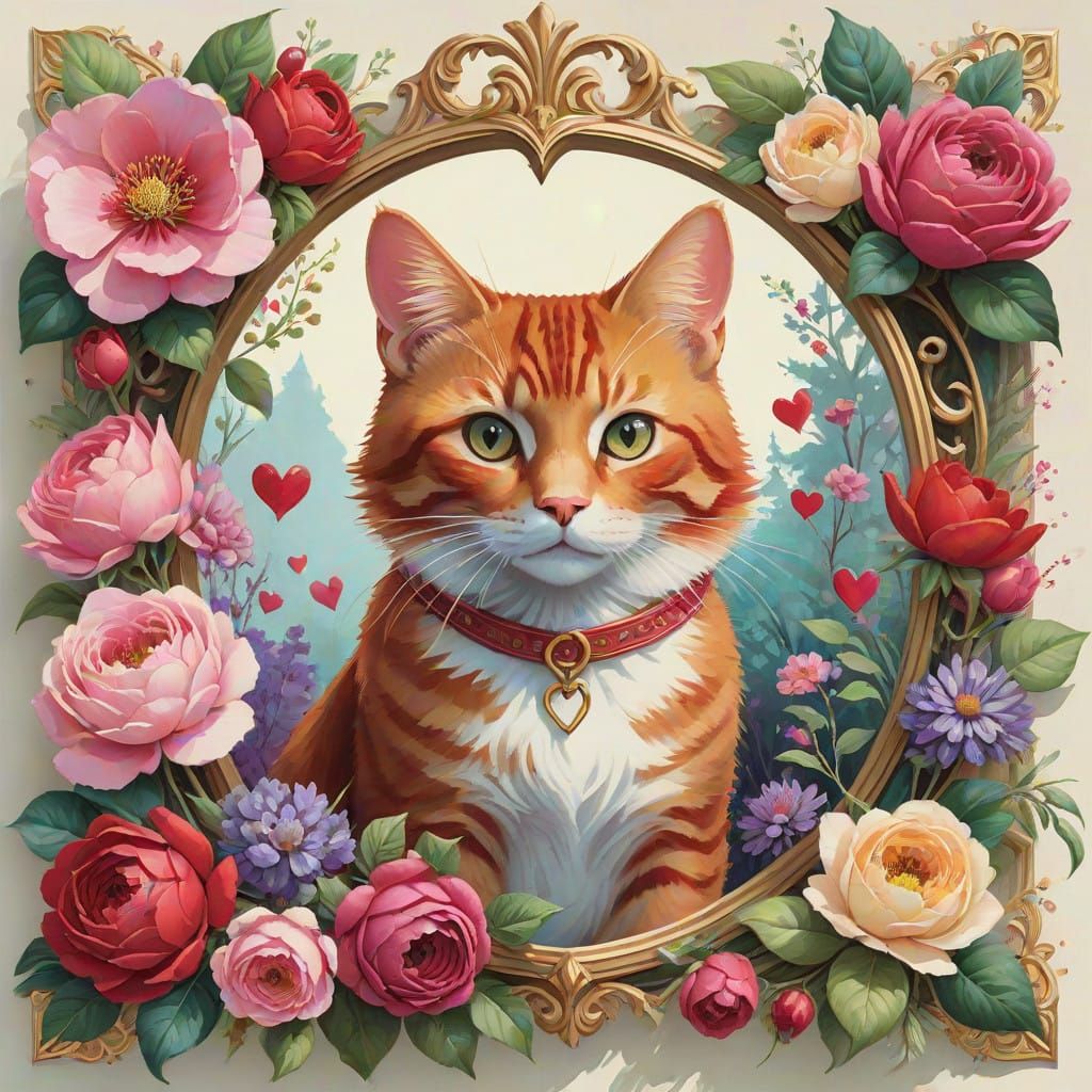 Vintage Gothic Whimsy Square Journal Cards with Ginger Cats...