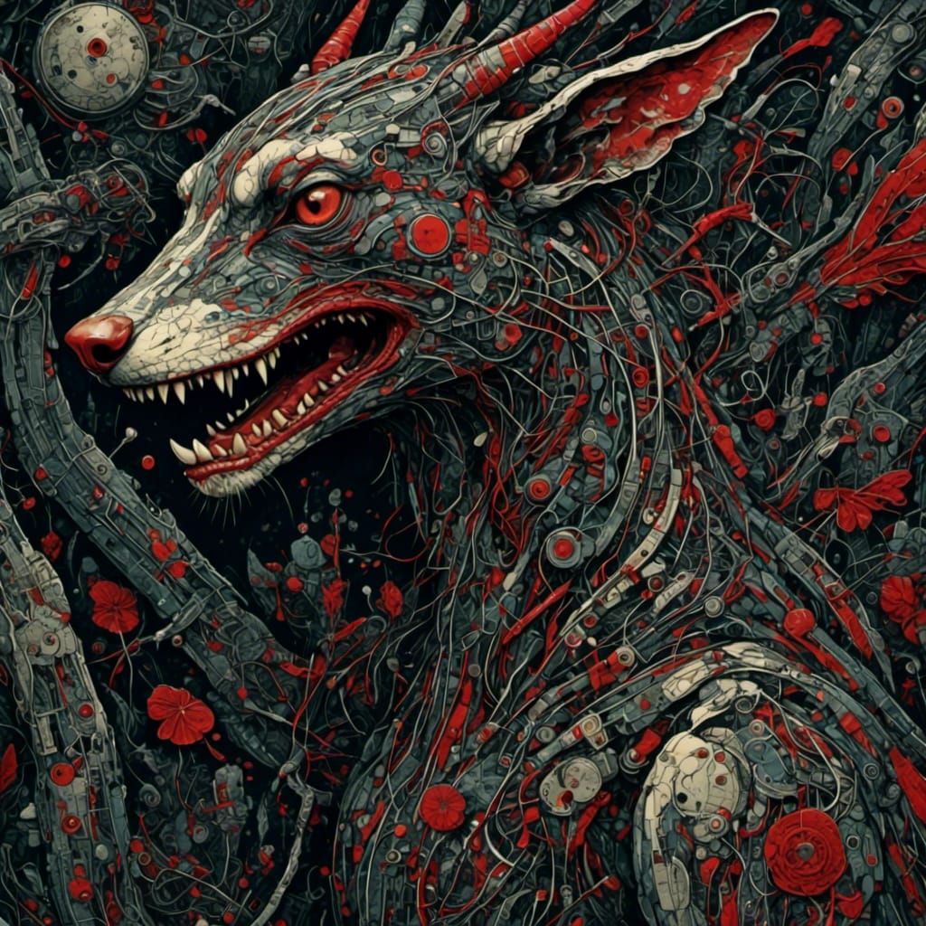 Hellhound Illustration in Punk Style