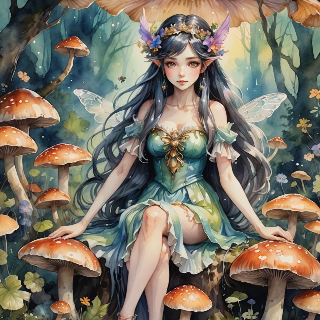 Watercolor Anime: Titania, the Fairy Queen