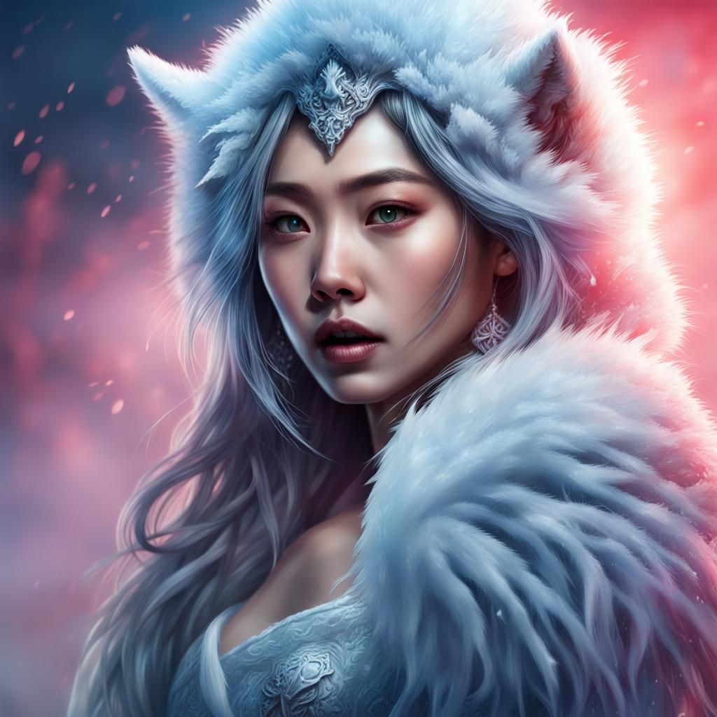 Asian Ice Princess Transformation: Hyperrealistic Concept Ar...