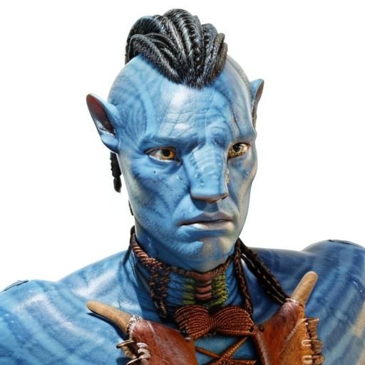 <lora:Navi Avatar:1.0> male Navi, braids, shaved sides, blue skin
