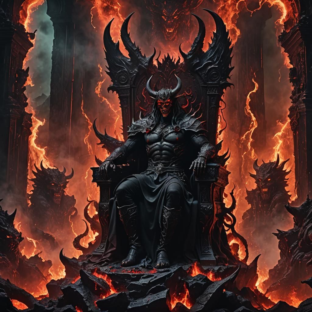 Satan Enthroned in Hell: A Dark Fantasy Portrait