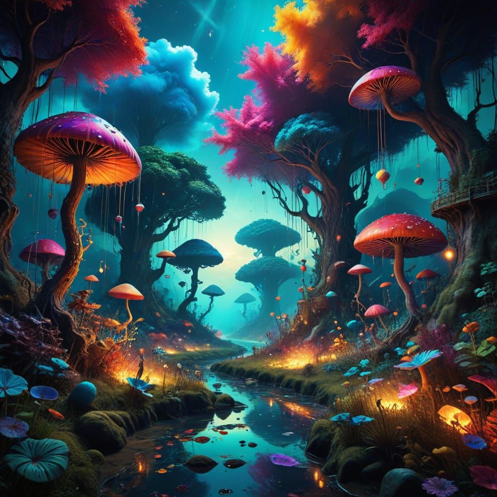Surreal Dreamscape of Colorful Strangeness