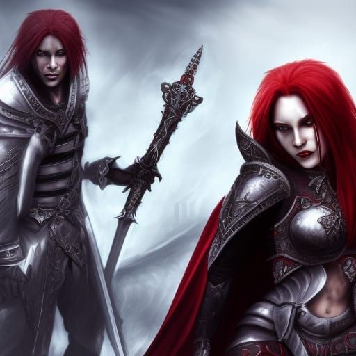Dark Elf Rogue and Paladin Fantasy Art