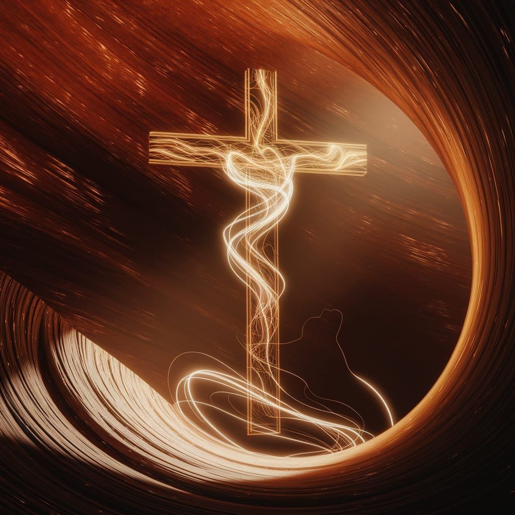 Luminous Cruciform in Golden Grotto Digital Art