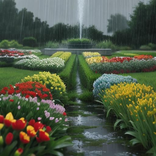 Rain Watering Flowers in High Definition