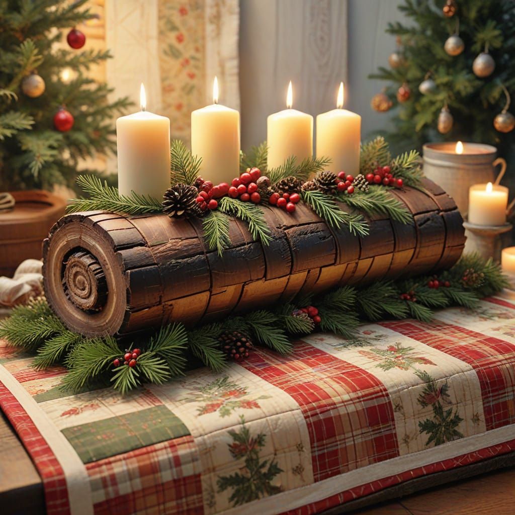 Vintage Winter Wonderland with Crackling Yule Log and Patchw...