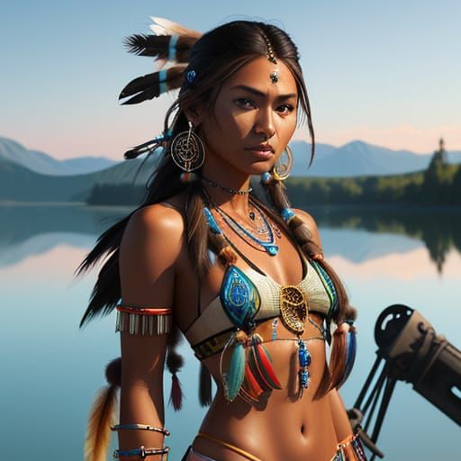 Native American Woman with Dream Catcher in Digital Art