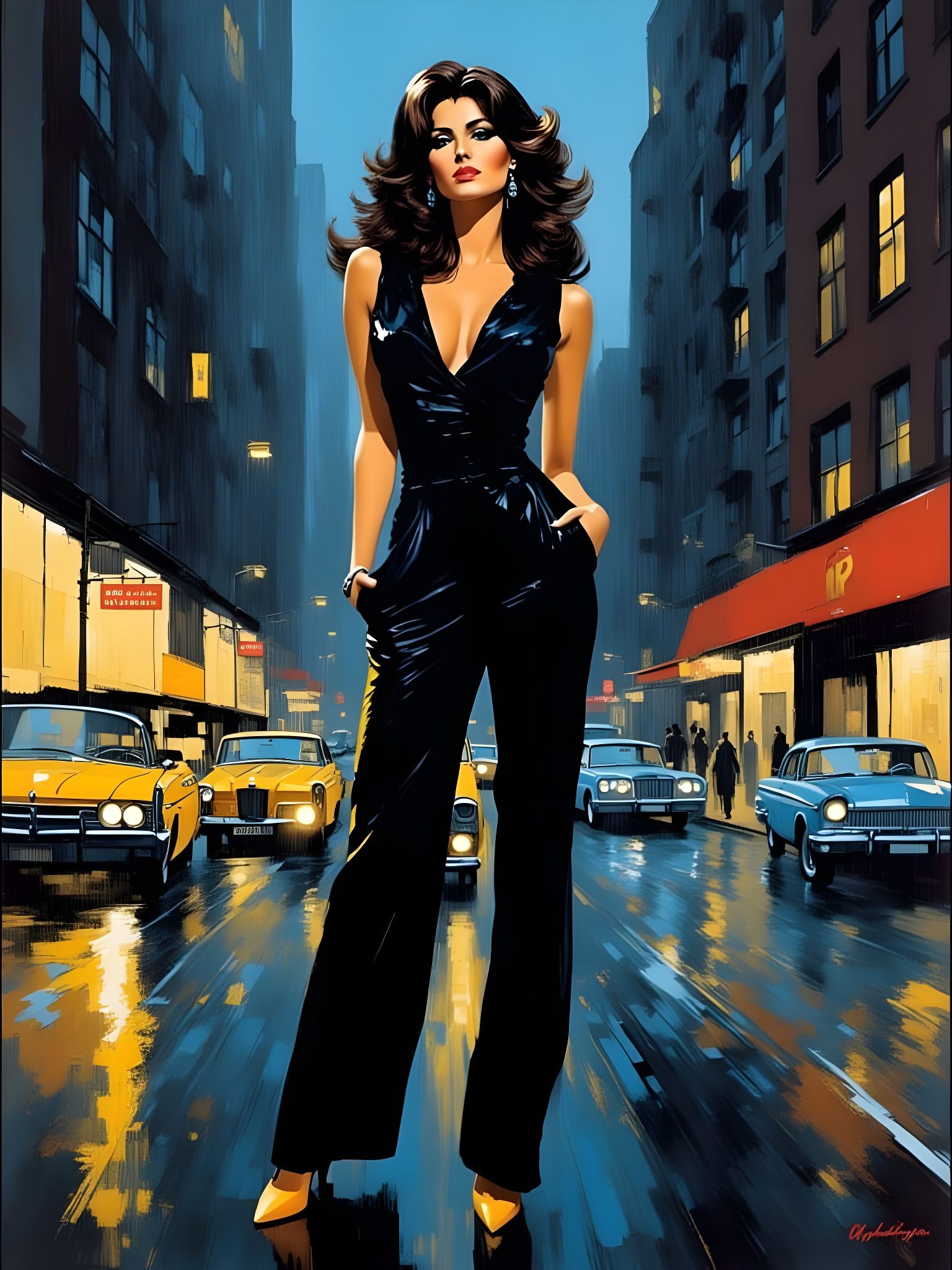 Raquel Welch as Femme Fatale: Abstract Impasto Painting