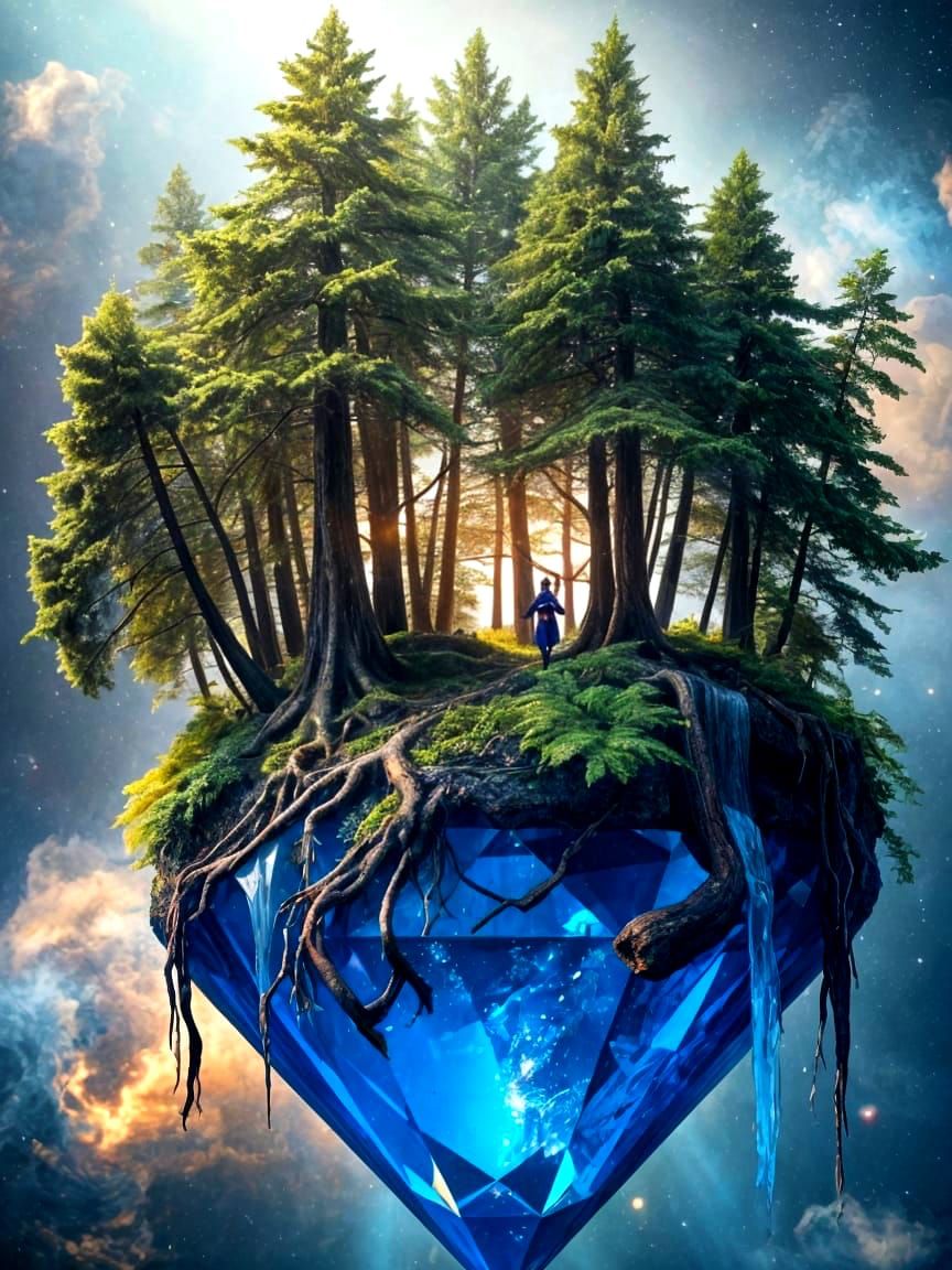 Vibrant Sapphire Galactic Forest in Cosmic Splendor