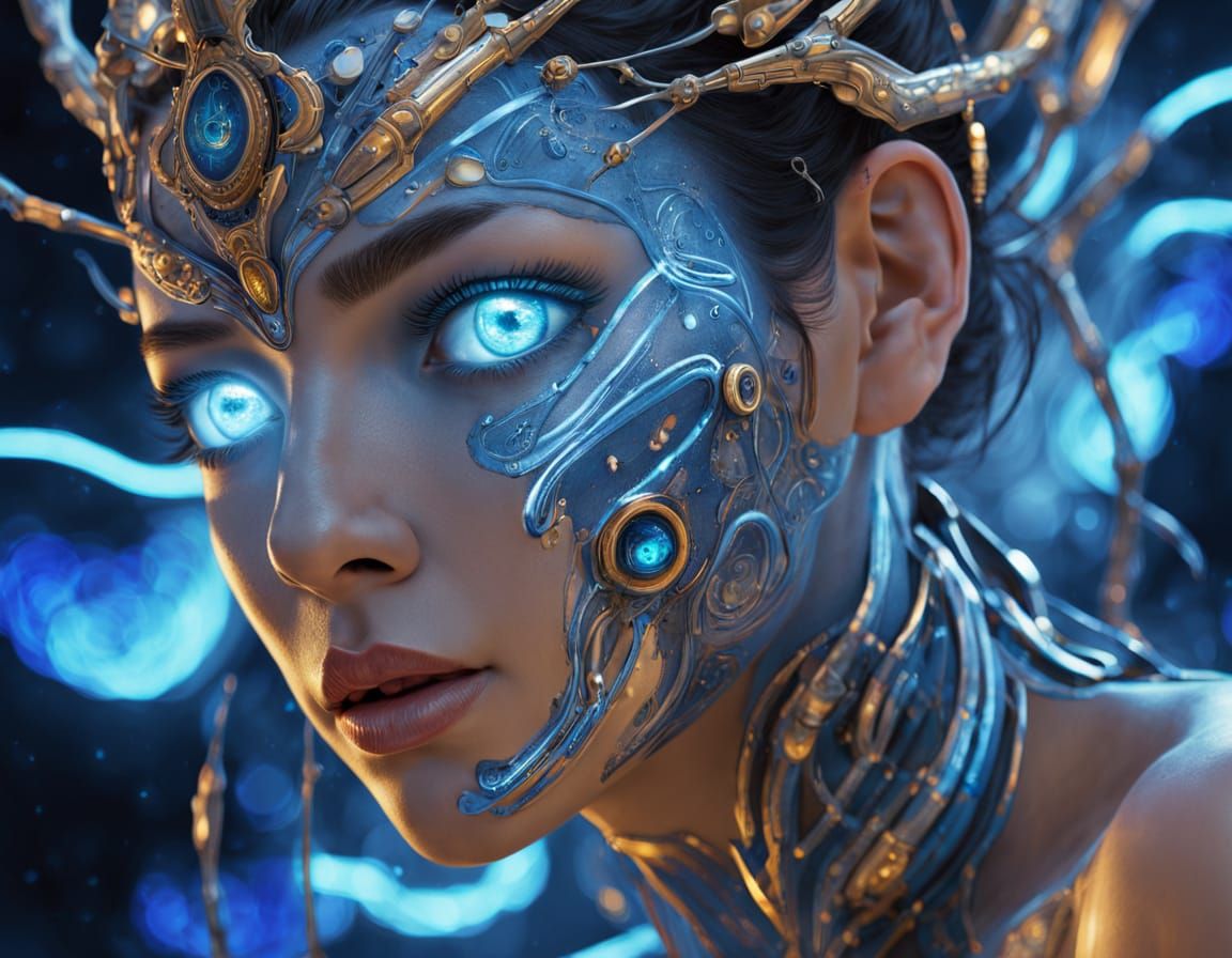 Bioluminescent Cosmic Queen in High-Fashion Style