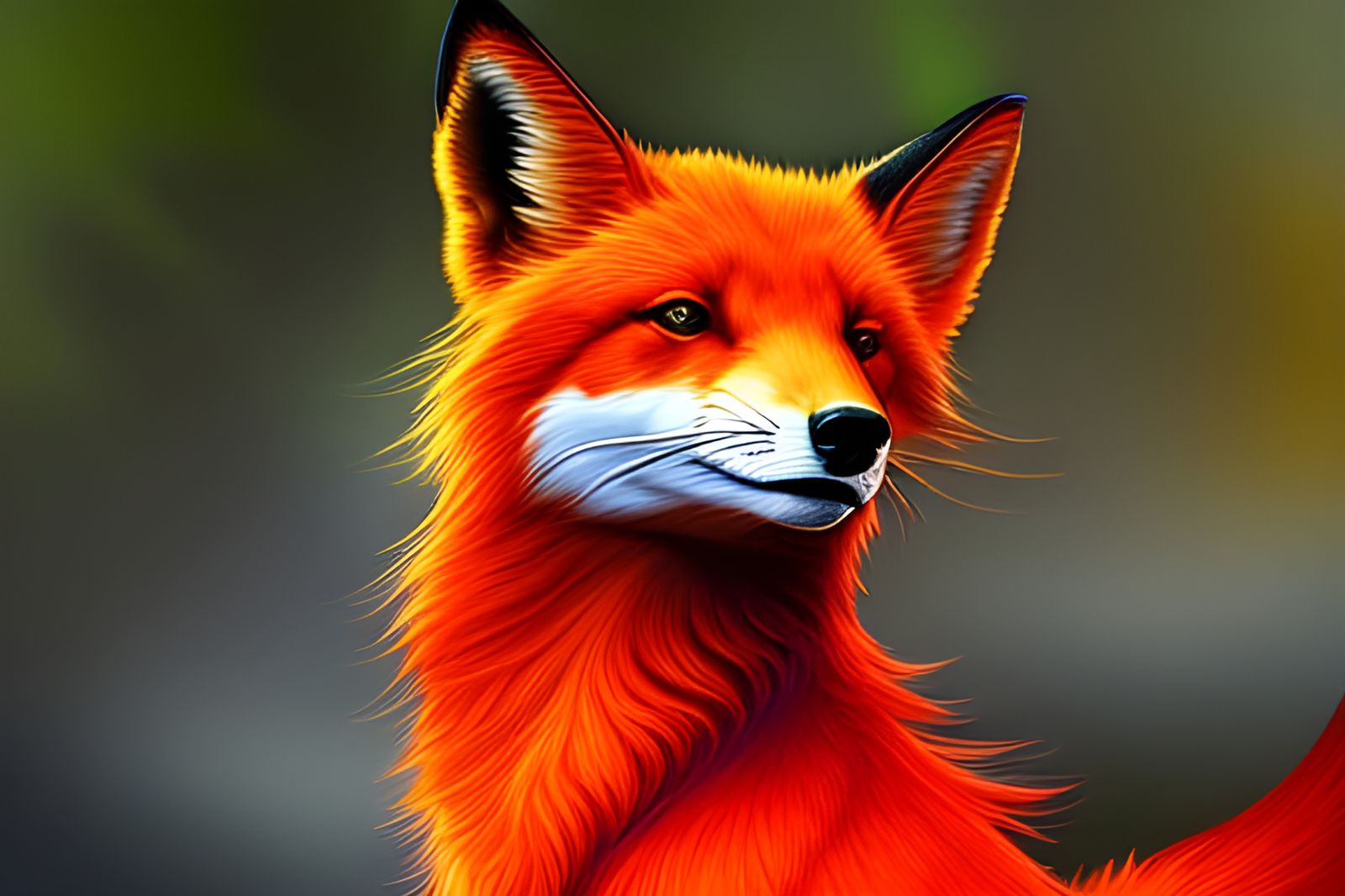 Photorealistic Fire Fox in Colorful Nature Art