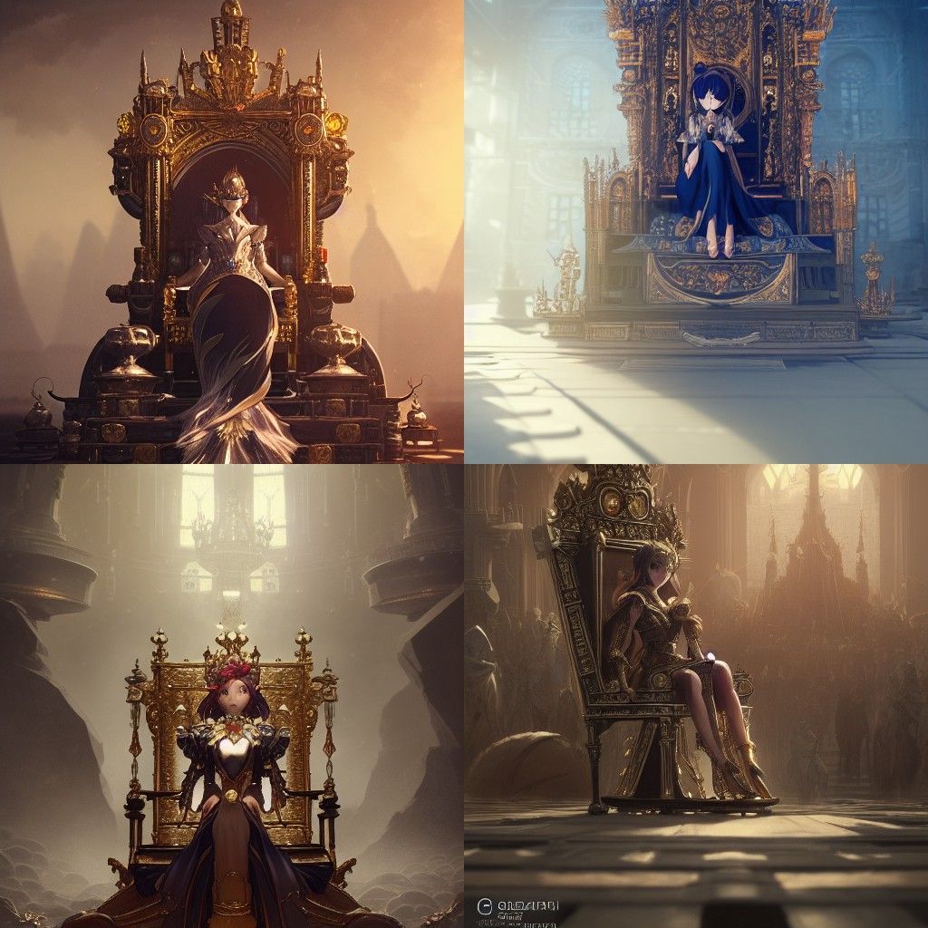 Mechanical Queen's Throne in Shounen Anime Style