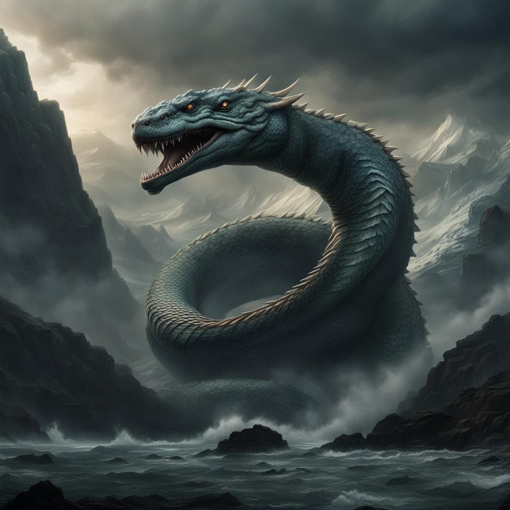 Epic World Serpent Jormungandr in Digital Painting