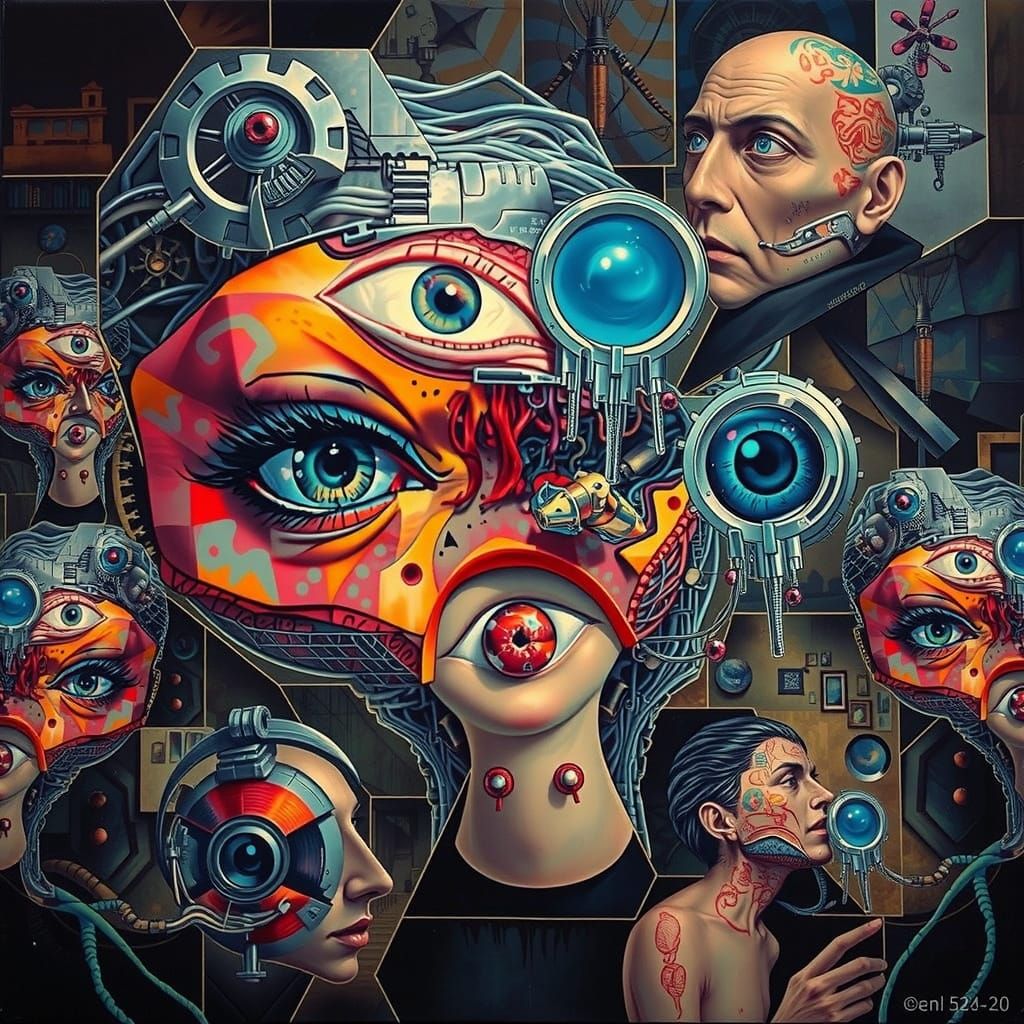 Surrealist Collage of Fragmented Forms in Earthy Tones