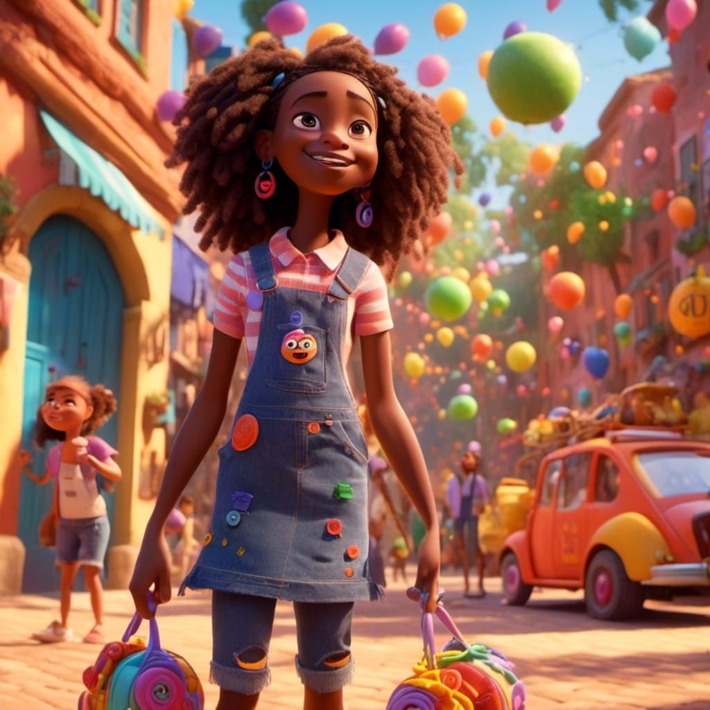 Disney-Pixar Style 3D Render with Bright Gradient Background