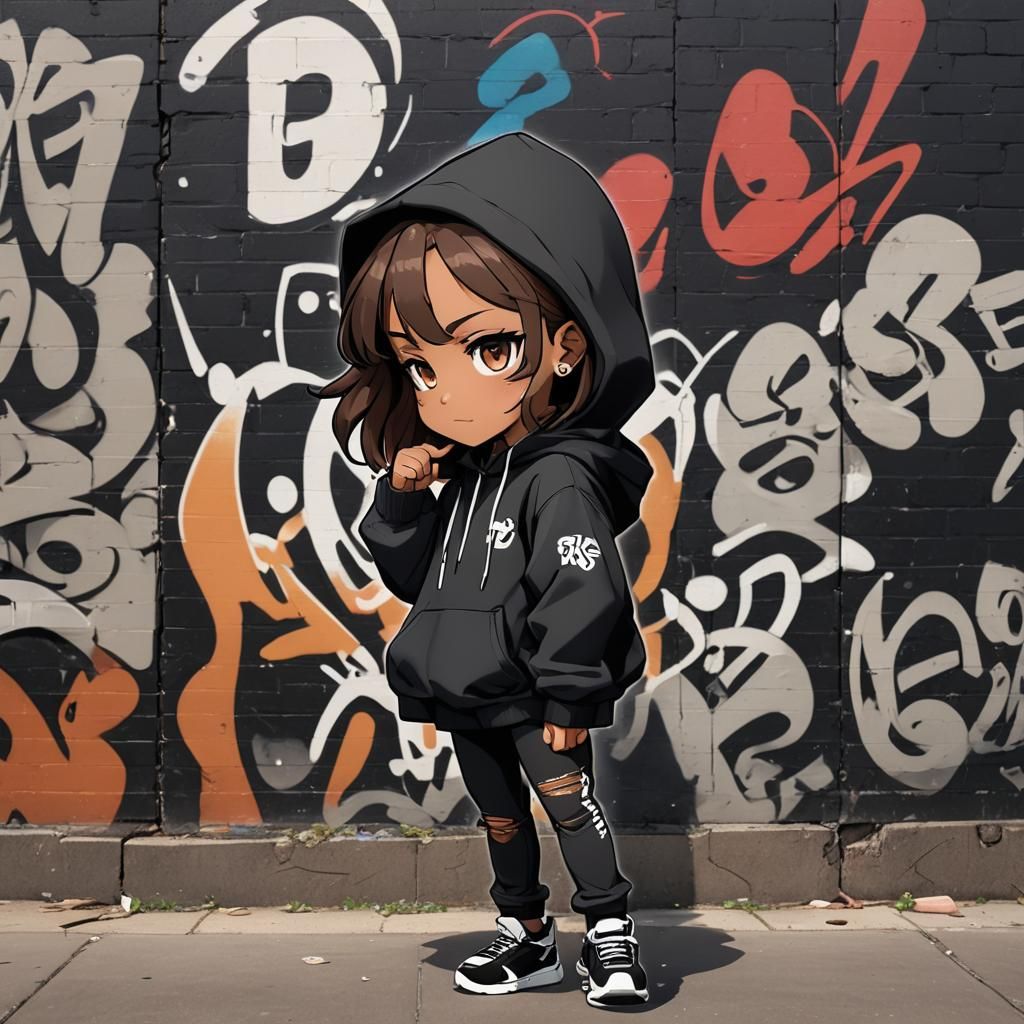 Anime Chibi Hip Hop Dancer in 90s Style