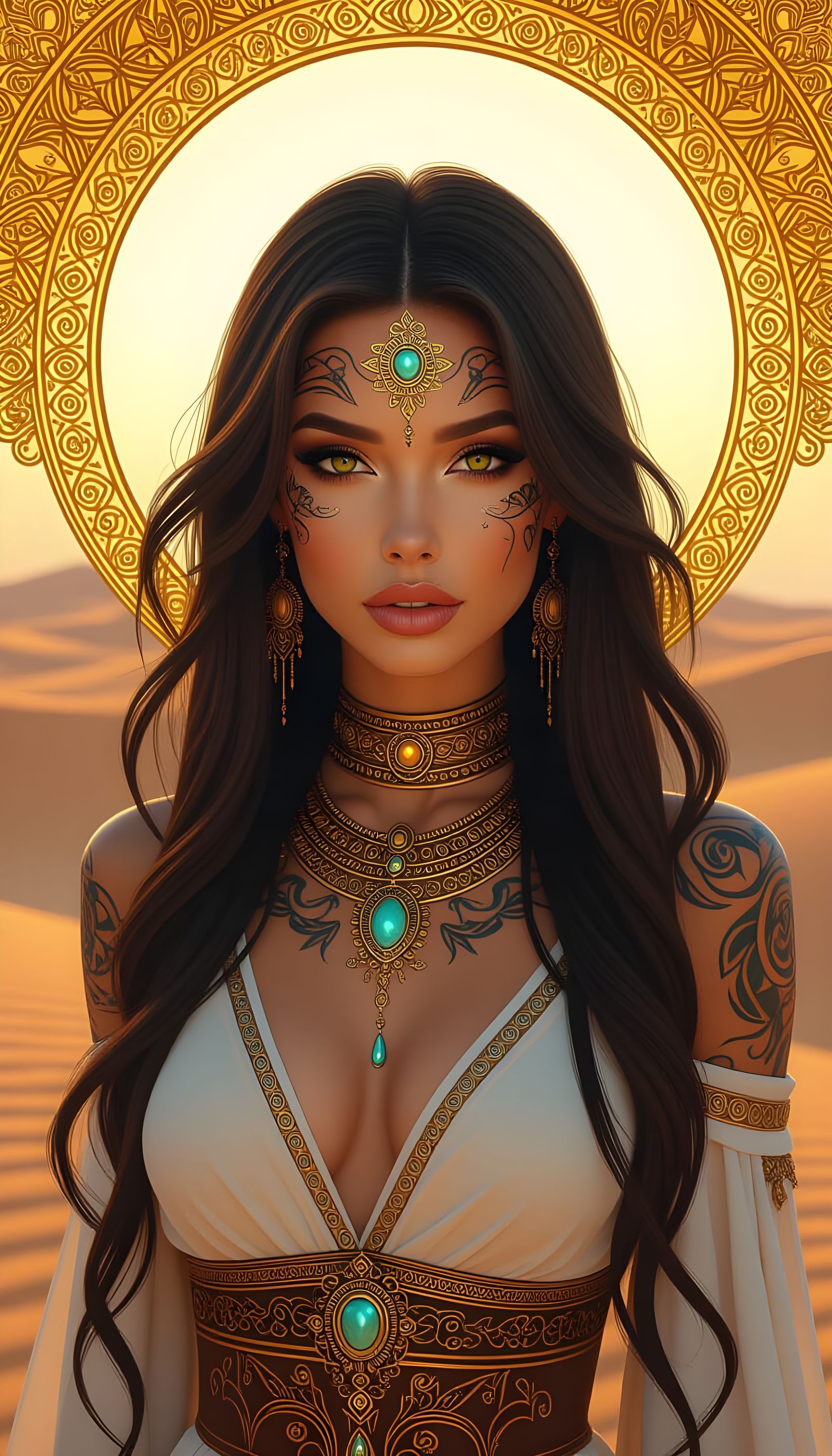 Desert Woman Portrait in Hyperrealism Style