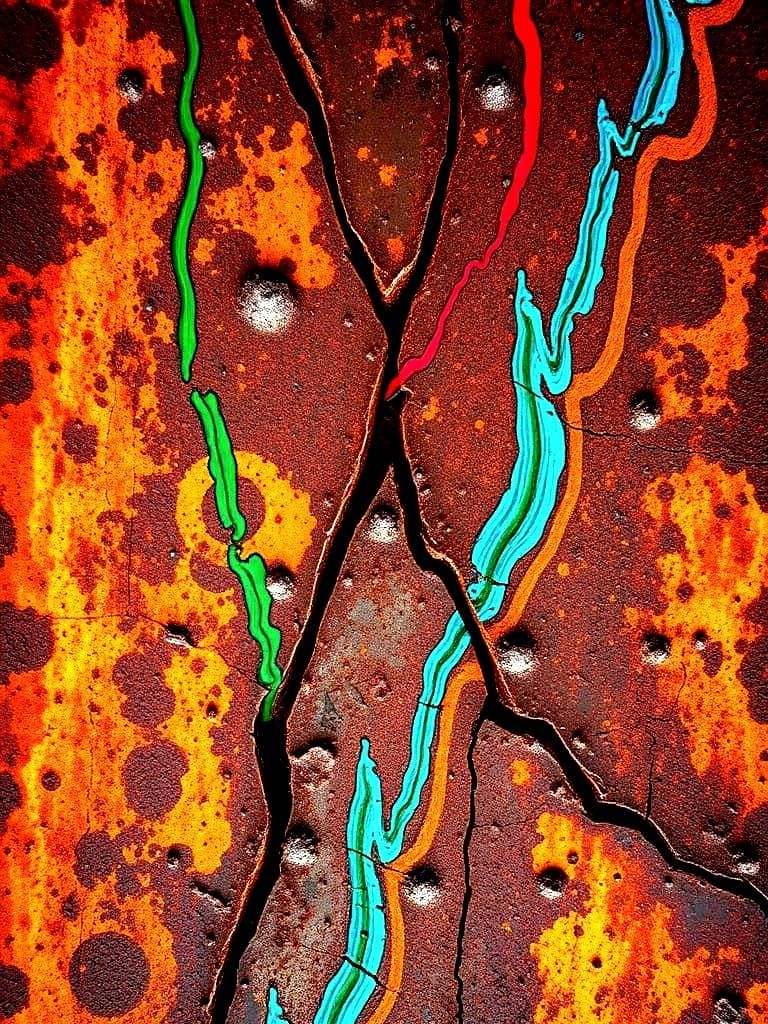 Rusted Metal Surface in Warm, Abstract Colors