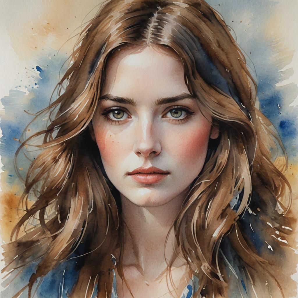 Impressionist Watercolour Portrait of a Girl