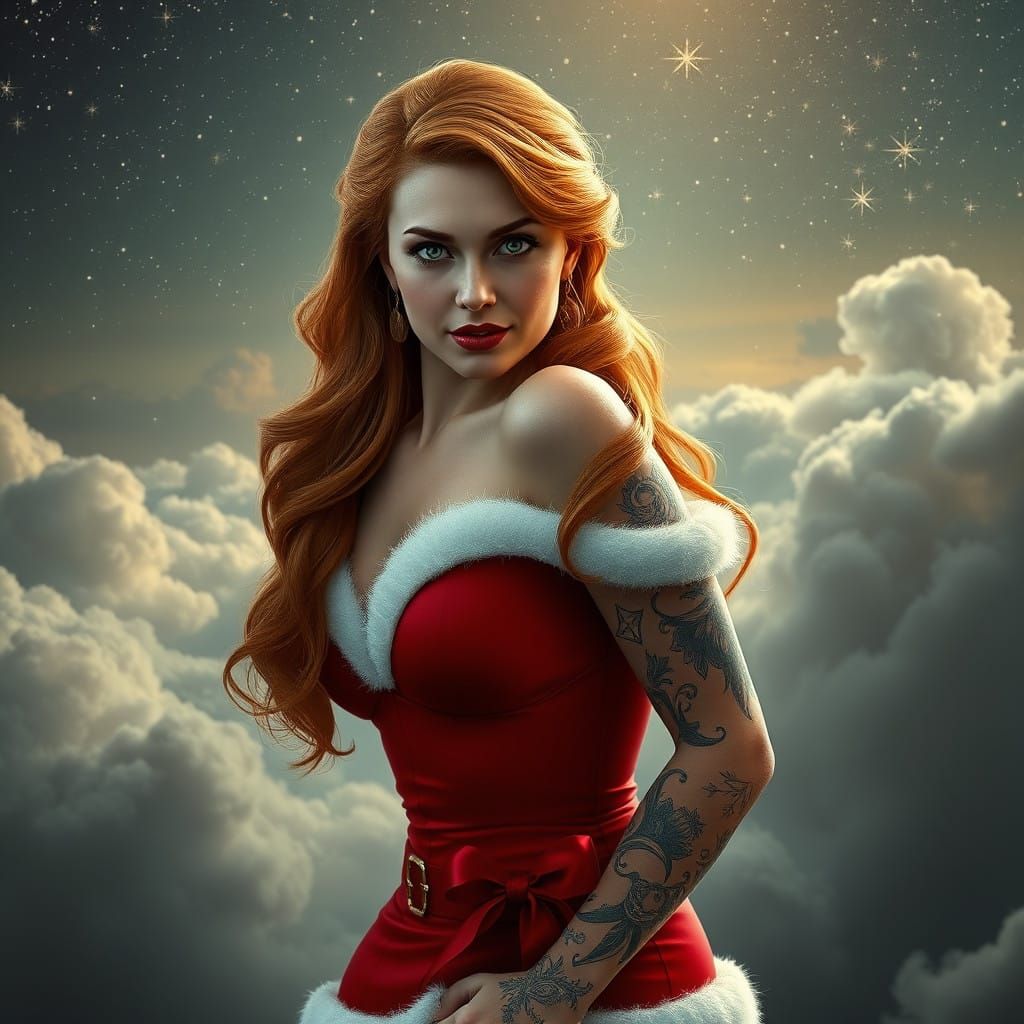 Mysterious Goddess in Crimson Splendor