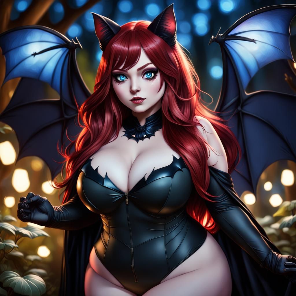 Anime Cat Woman in Magic Mushroom Forest