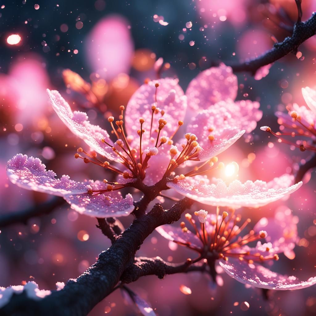 Epic Sakura Flower with Magic Wake in Fantasy Illustration