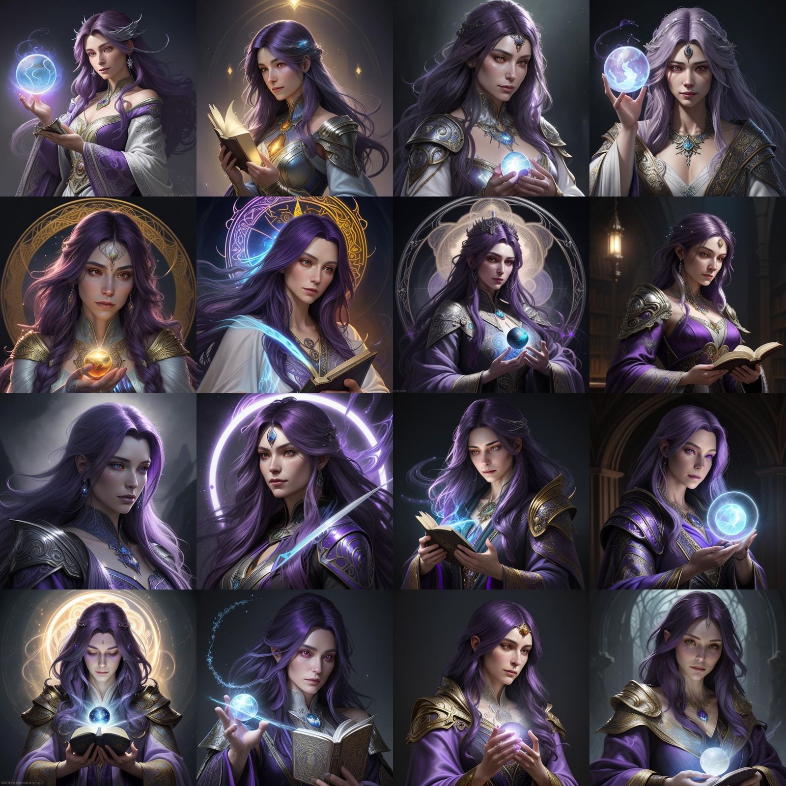 Wizard in Mystical Library, Digital Fantasy Art