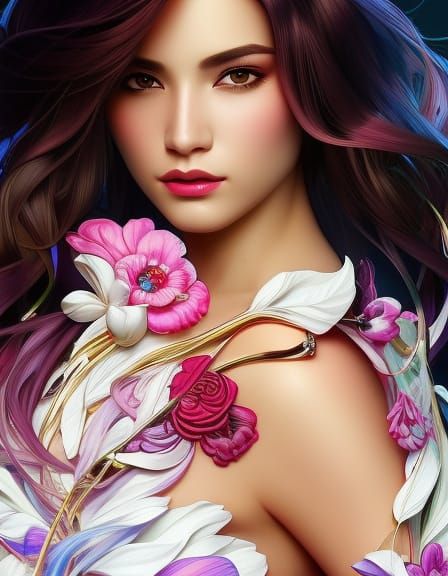 Woman Portrait in Polychromatic Artgerm Style