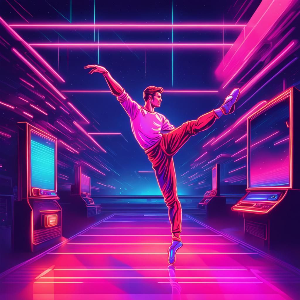 Ballet Dancer in Synthwave Neon Style
