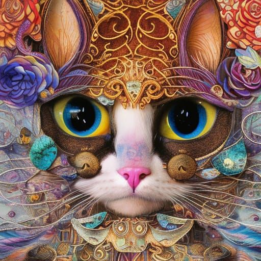 Beautiful Cat in Colorful Storybook Illustration